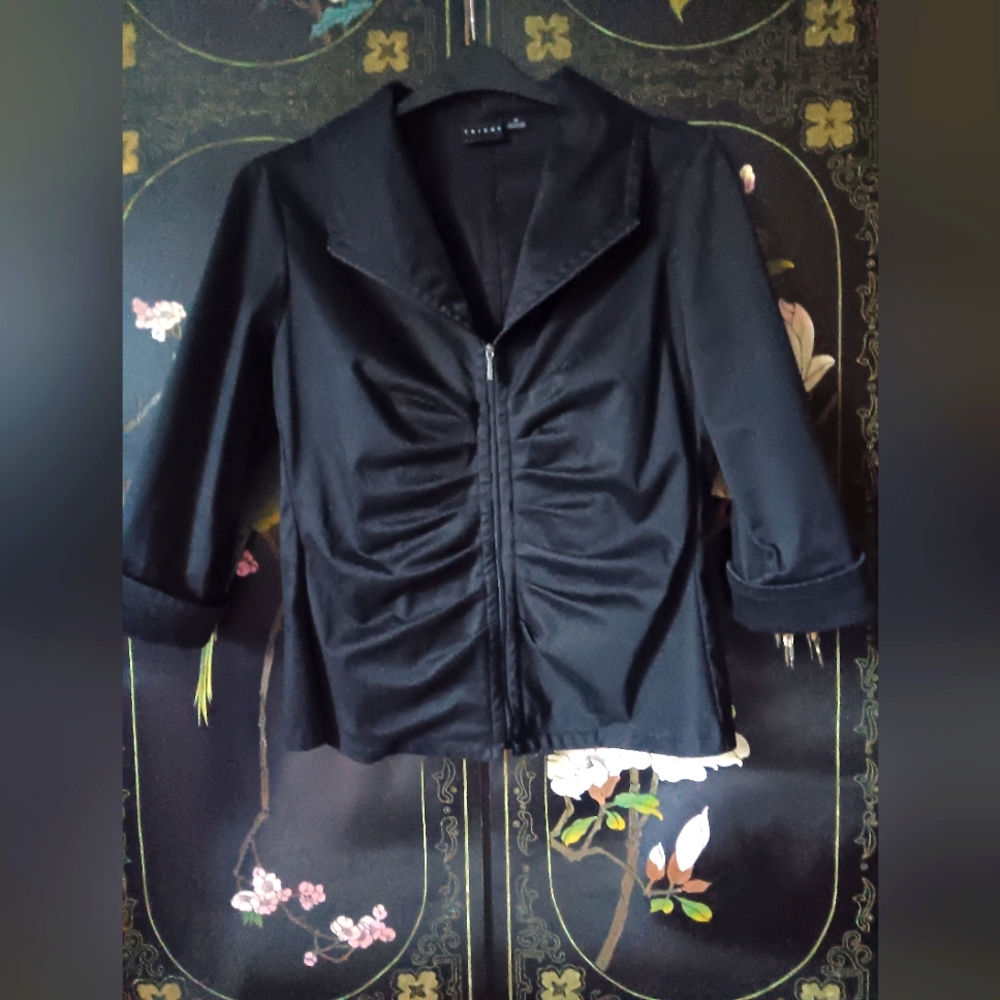 Tribal Black Ruched Cotton Jacket